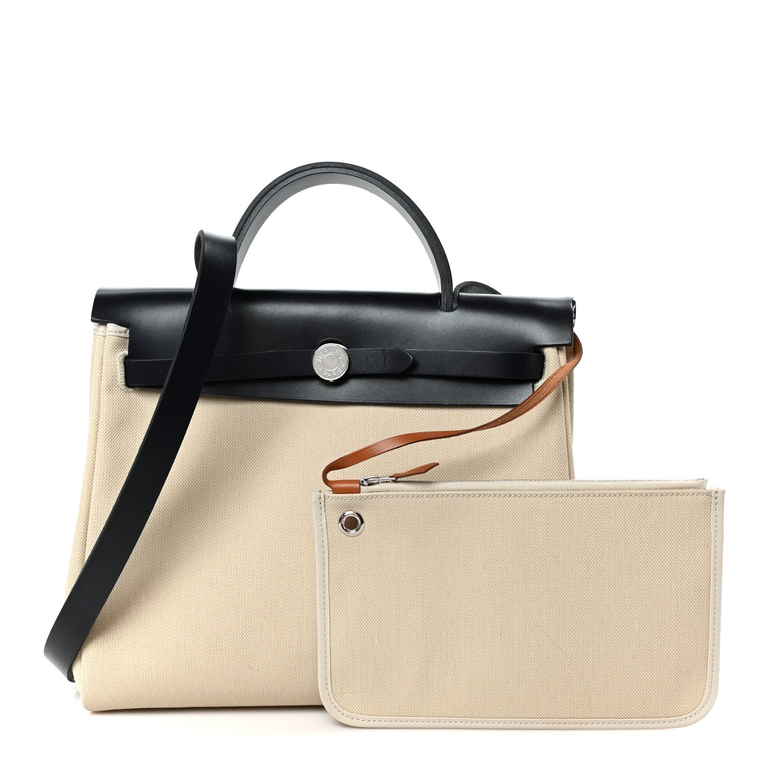 Hermes Military Toile Vache Hunter Horseshoe Herbag Zip Retourne 31 PM Beton Bleu Indigo 3 of 15