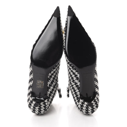 Balenciaga Wool Houndstooth BB Pointy Toe Ankle Booties 41 Black Ivory 6 of 10