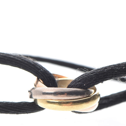 Cartier 18K Pink Yellow White Gold Trinity Adjustable Cord Bracelet Black 4 of 11