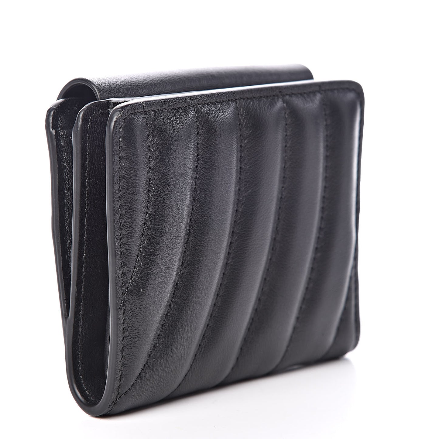 Lambskin Quilted Drew Square Wallet Black