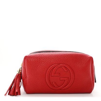 Gucci Pebbled Calfskin Medium Soho Cosmetic Case Red 1 of 8