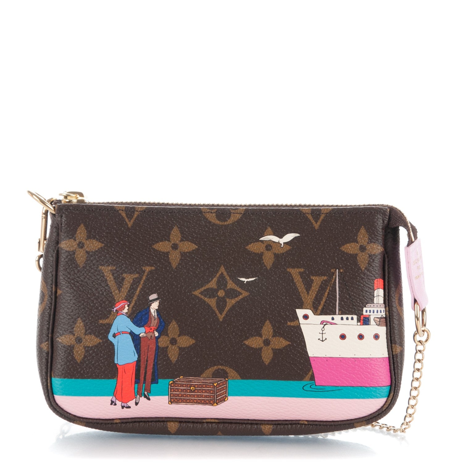Louis Vuitton Monogram 2016 Christmas Animation Mini Pochette Accessories Rose Ballerine 1 of 7