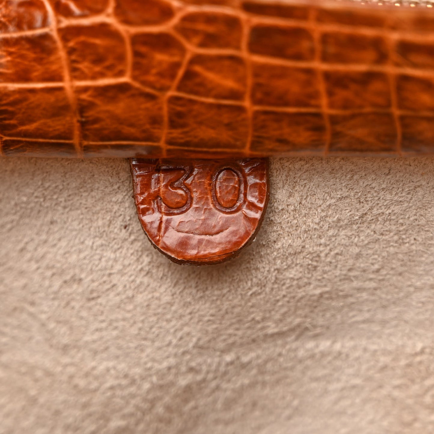 Crocodile Top Handle Shoulder Bag Brown