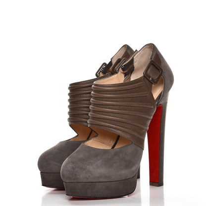 Christian Louboutin Suede Calfskin Bye Bye 160 Cutout Ankle Booties 39 Taupe 3 of 8