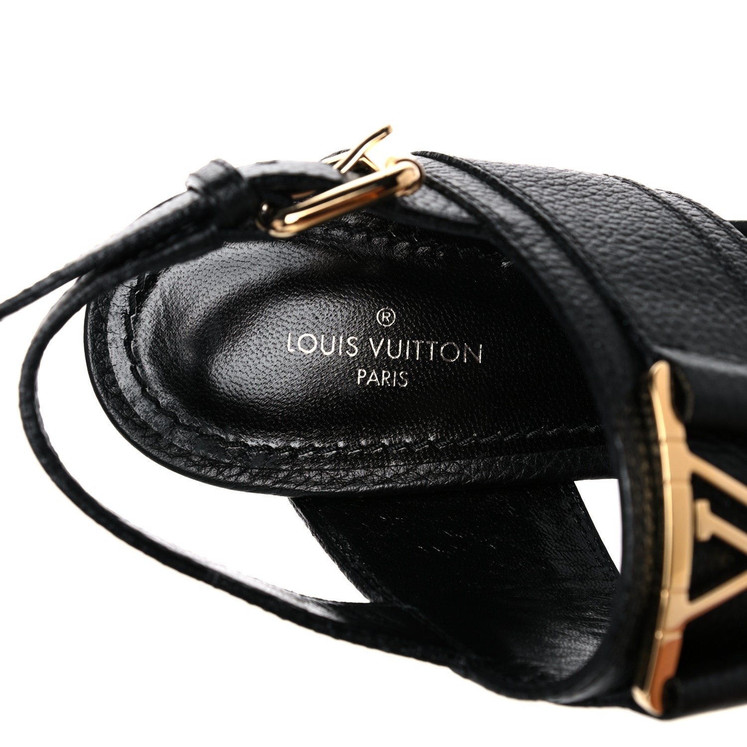 Louis Vuitton Grained Calfskin Horizon Sandals 37 Black 6 of 11