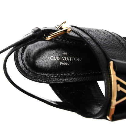 Louis Vuitton Grained Calfskin Horizon Sandals 37 Black 6 of 11