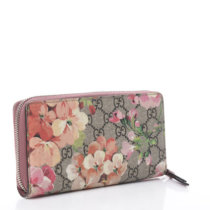 Gucci GG Supreme Monogram Blooms Zip Around Wallet Beige Multicolor Dry Rose 2 of 5