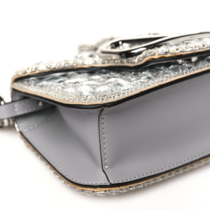 Valentino Garavani Crystal Nappa Enamel Vlogo Small Loco Shoulder Bag Silver 8 of 10