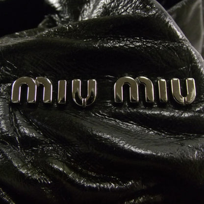 Miu Miu Leather Vitello Lux Pleated Tote Black 10 of 10