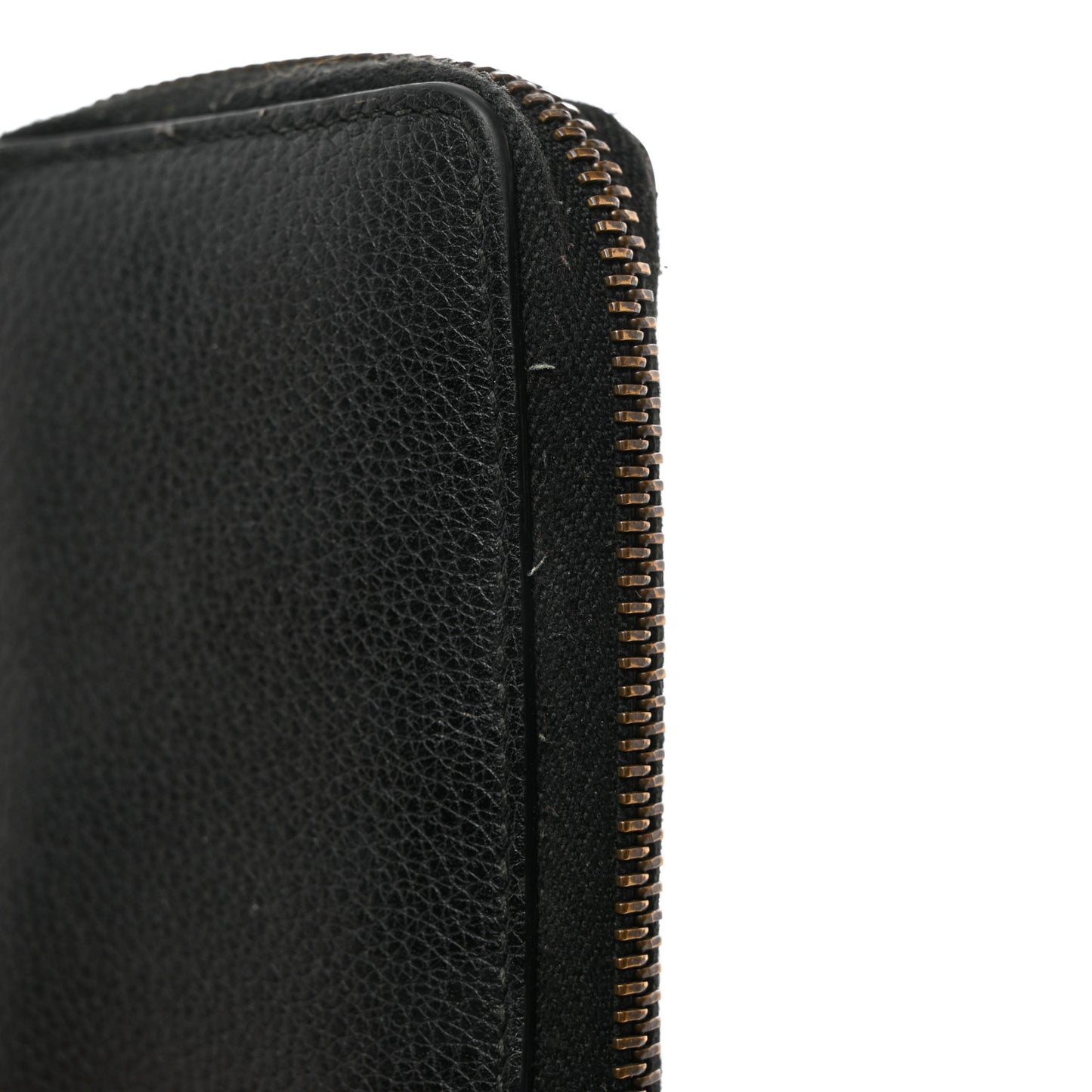 Calfskin Logo Zip Around Card Case Black