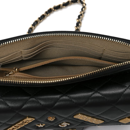 Chanel Lambskin Quilted Charm Flap Phone Holder With Chain Black 6 of 14