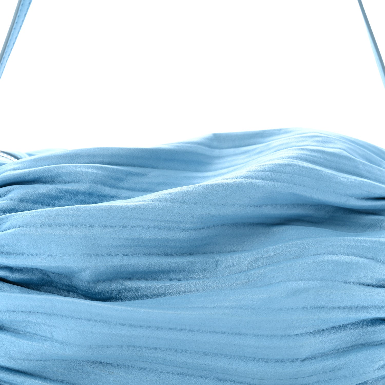 Loewe Lambskin Pleated Bracelet Pouch Shoulder Bag Soft Blue 7 of 9