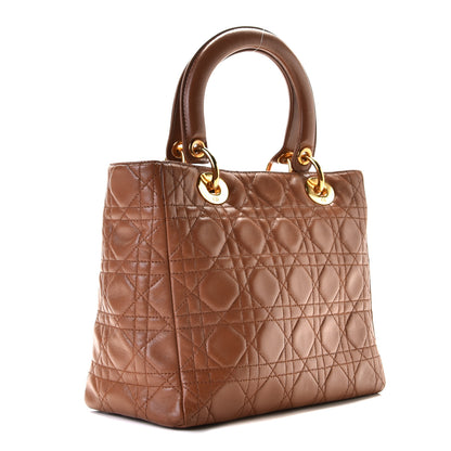 Christian Dior Lambskin Cannage Medium Lady Dior Tan 2 of 11