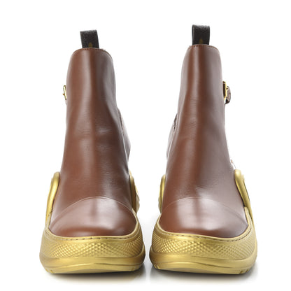 Louis Vuitton Calfskin Monogram LV Archlight Flat Ankle Boots 39 Cognac Brown 2 of 9