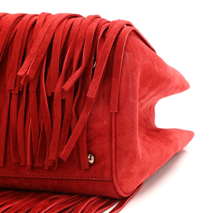 Gucci Suede Bamboo Fringe Medium Shopper Tote Red 10 of 12
