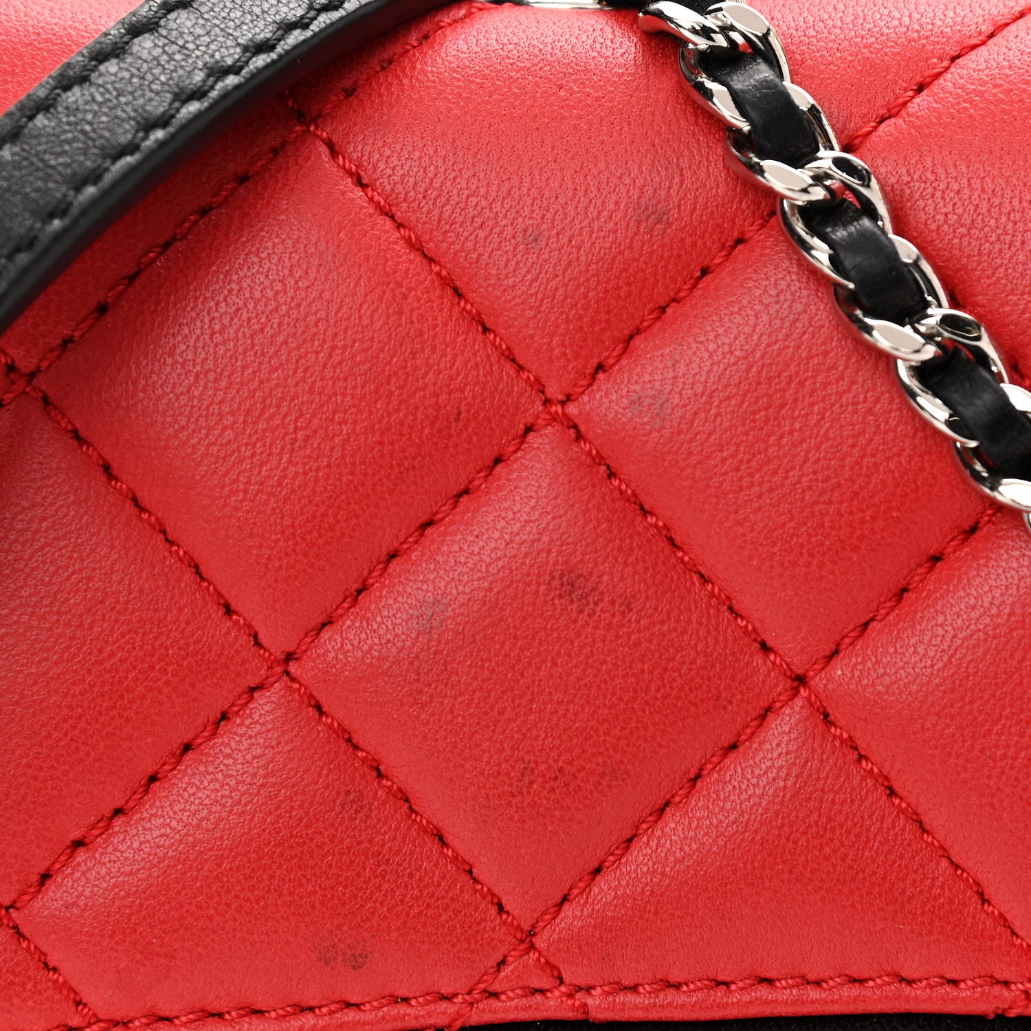 Chanel Lambskin Quilted Medium Graphic Flap Red Black 10 of 12
