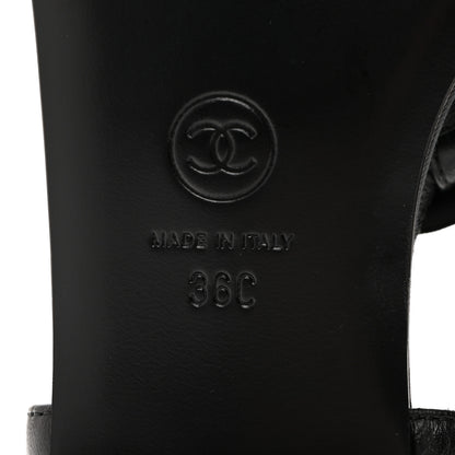Chanel Lambskin Camellia Thong Sandals 36 Black 7 of 8