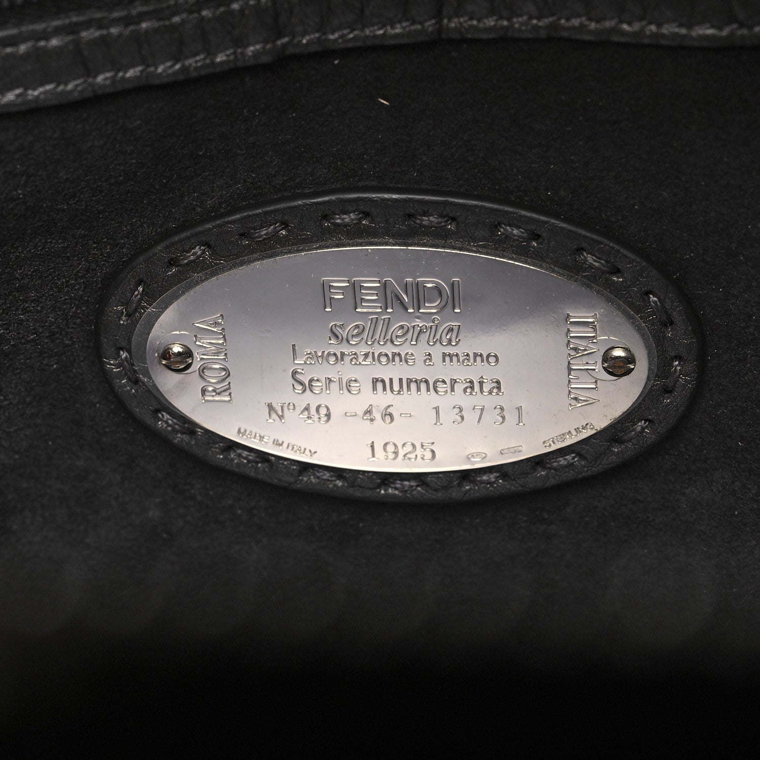 Fendi Cuoio Romano Lux Selleria Monster Eyes Embossed Rounded Backpack Asfalto 6 of 11