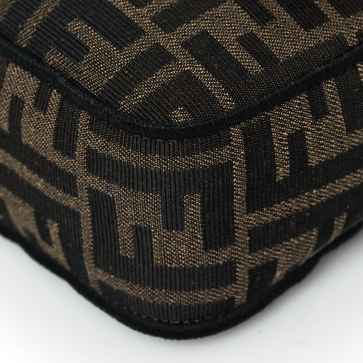 Fendi Fabric Jacquard FF 1974 Medium Baguette Tobacco Moro Black 8 of 12
