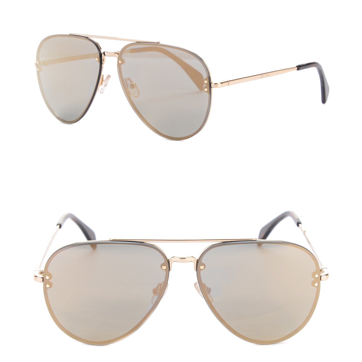 Celine Acetate Mirror Aviator Sunglasses CL41391/S Gold 1 of 4