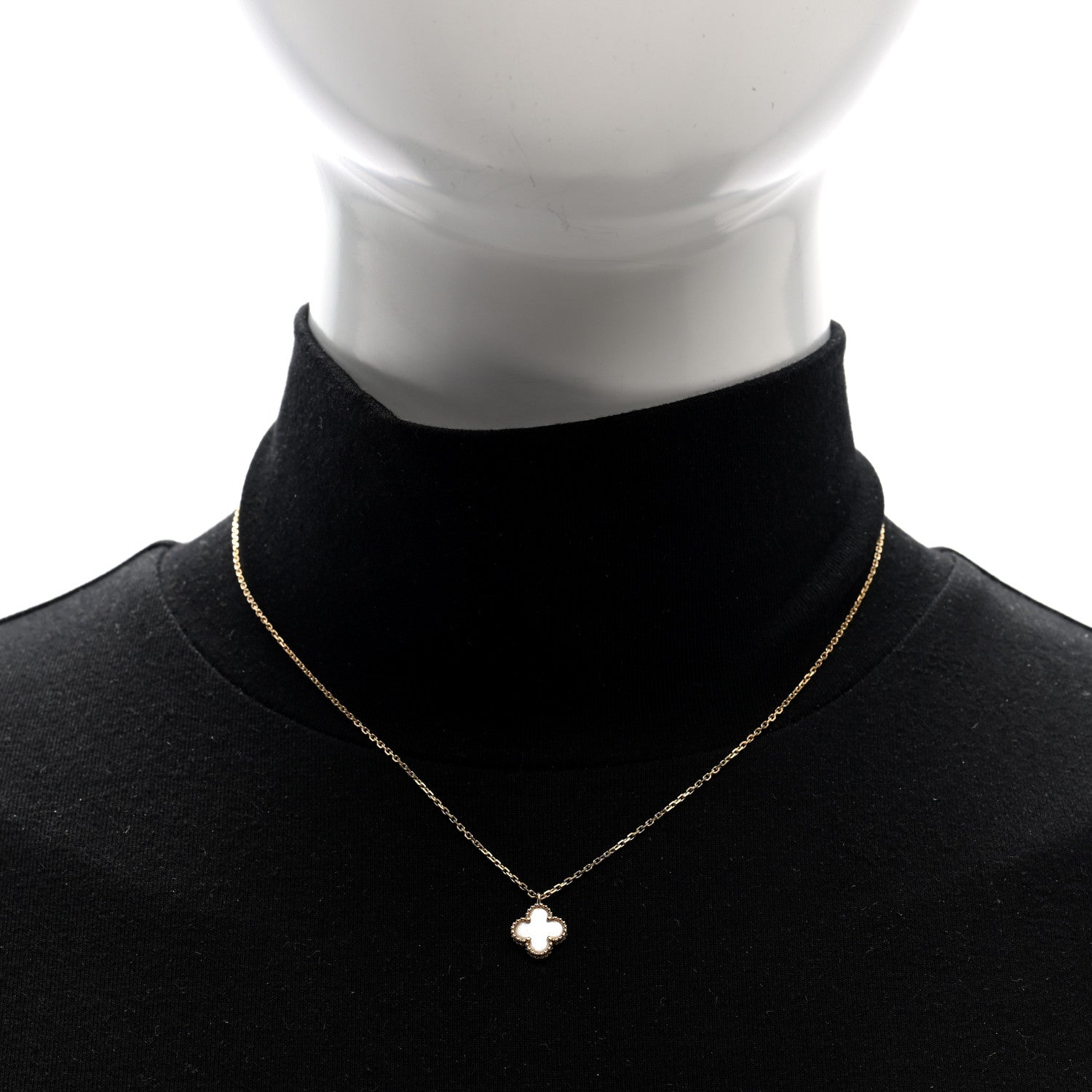 Van Cleef & Arpels 18K Yellow Gold Mother of Pearl Sweet Alhambra Pendant Necklace 2 of 4