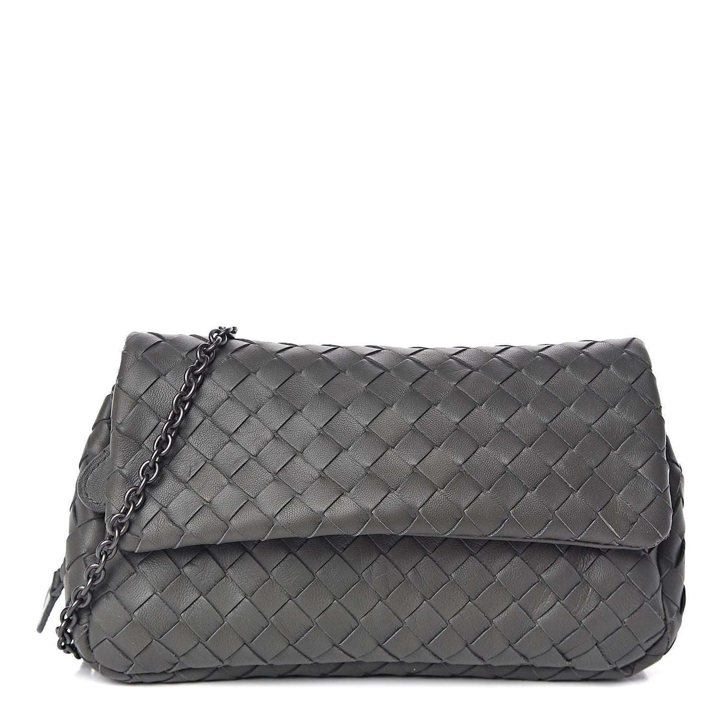 Nappa Intrecciato Small Chain Crossbody Light Grey