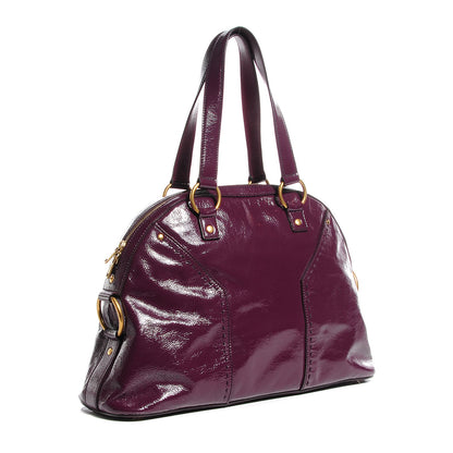 Saint Laurent Patent Calfskin Large Muse Eggplant 3 of 8
