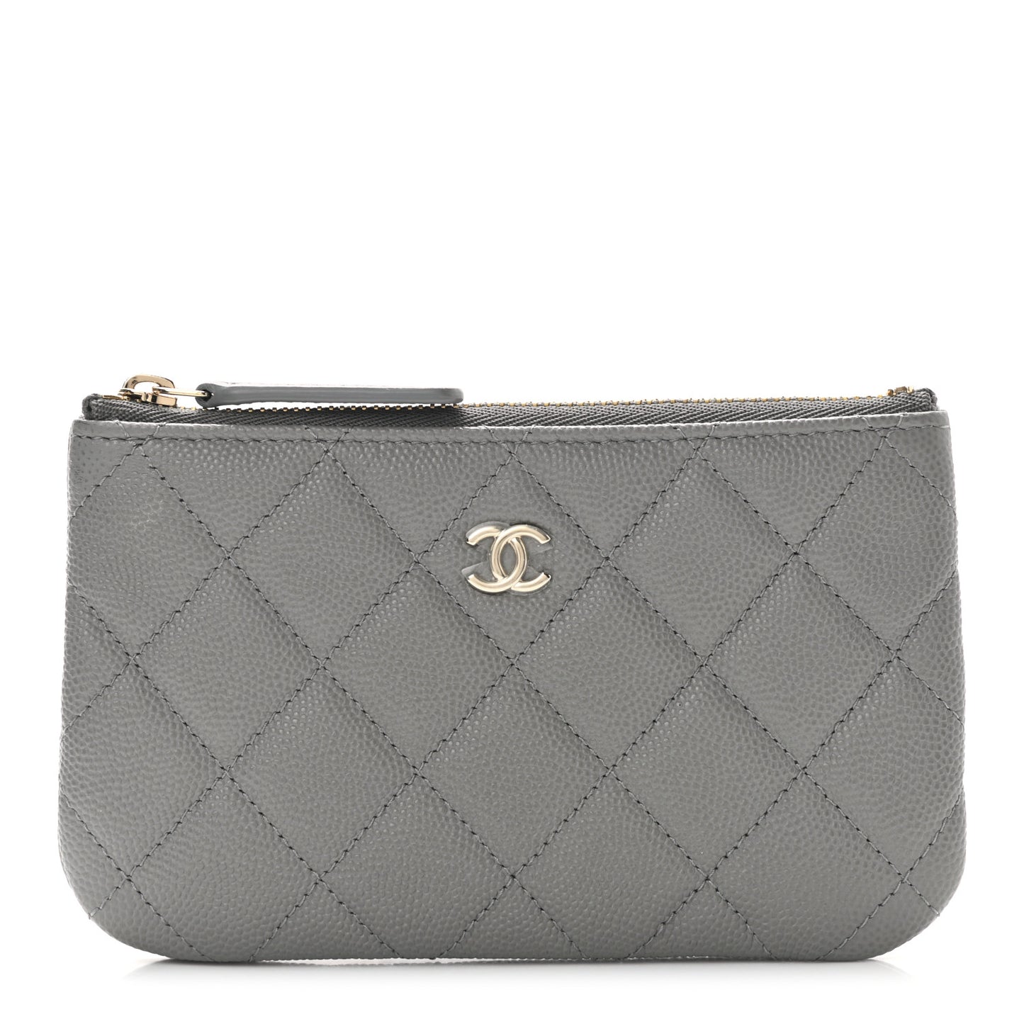 Caviar Quilted Small Cosmetic Case Grey