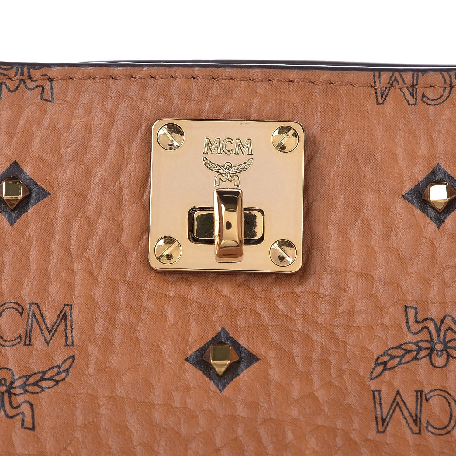 MCM Visetos Studded Medium Tote Cognac 11 of 13