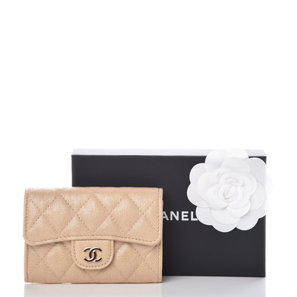 Chanel Iridescent Caviar Quilted Flap Card Holder Beige 9 of 9