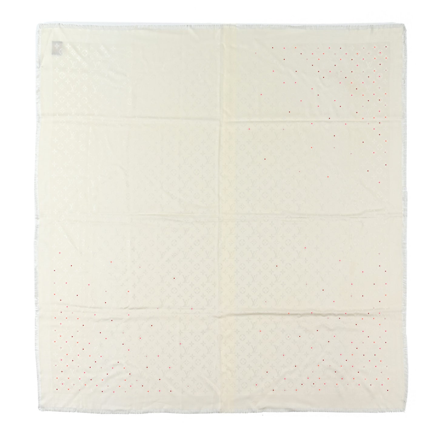 Silk Wool Embellished Poppygram Shawl White