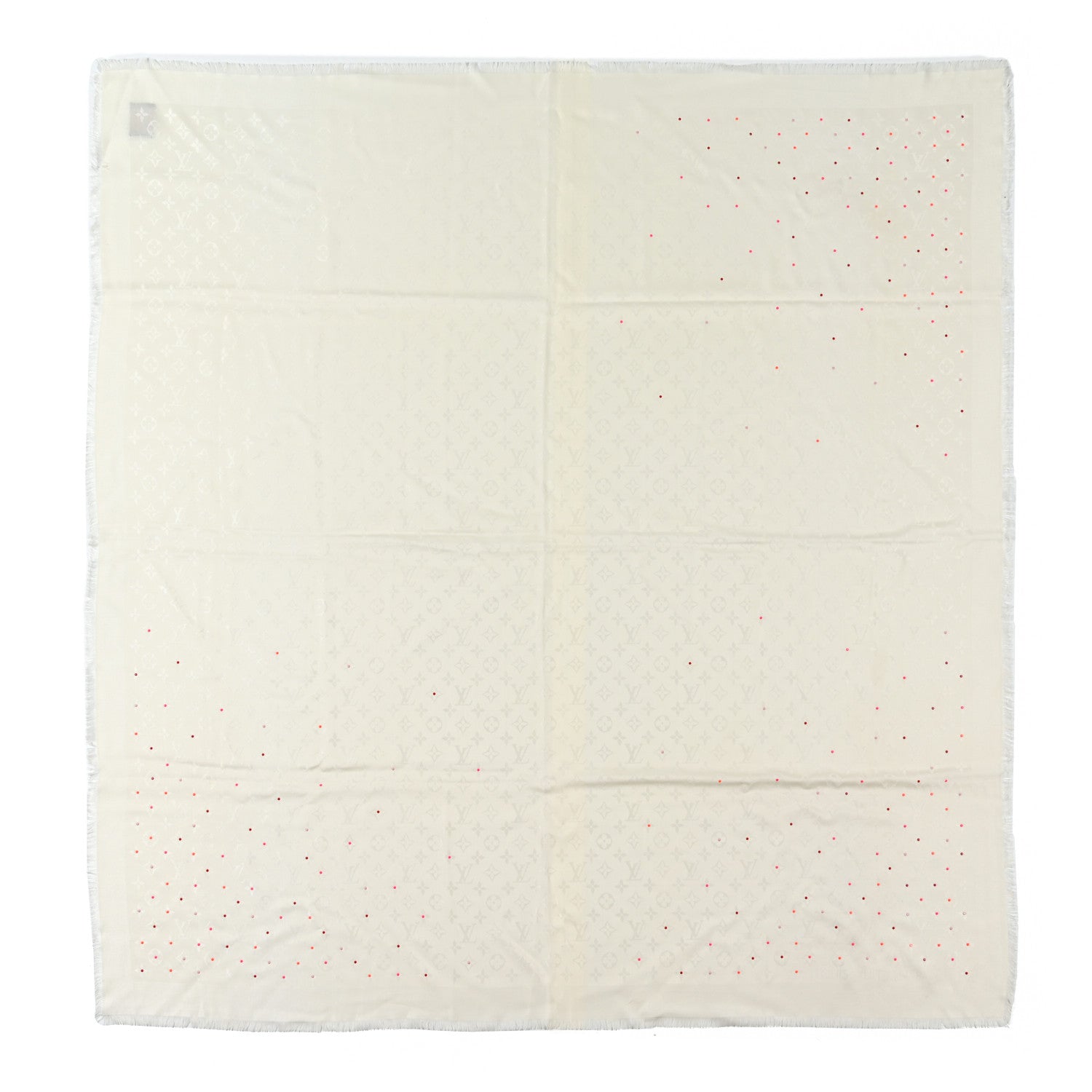 Louis Vuitton Silk Wool Embellished Poppygram Shawl White 1 of 4