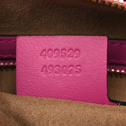 Gucci GG Supreme Monogram Moon Calfskin Small Boston Beige Ebony Hibiscus Red New Rosette 7 of 7