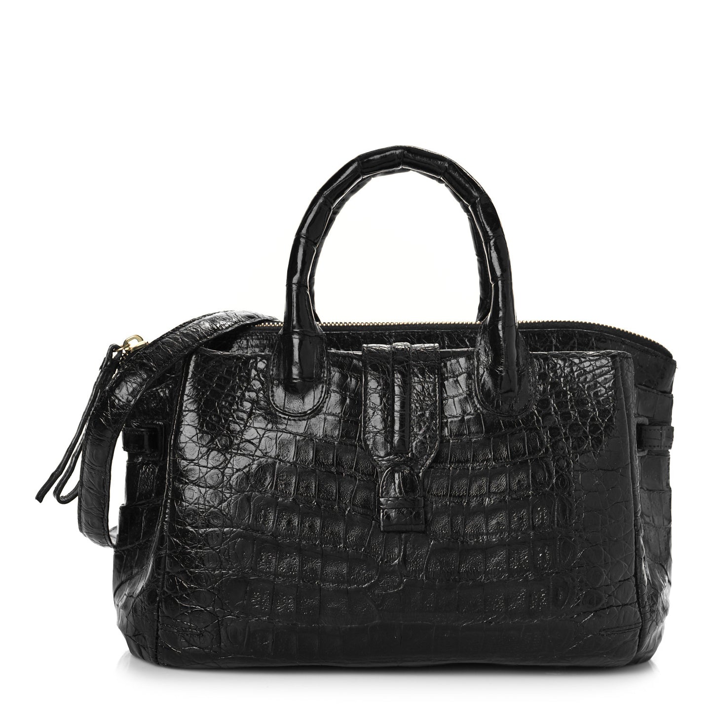 Crocodile Cristina Satchel Black
