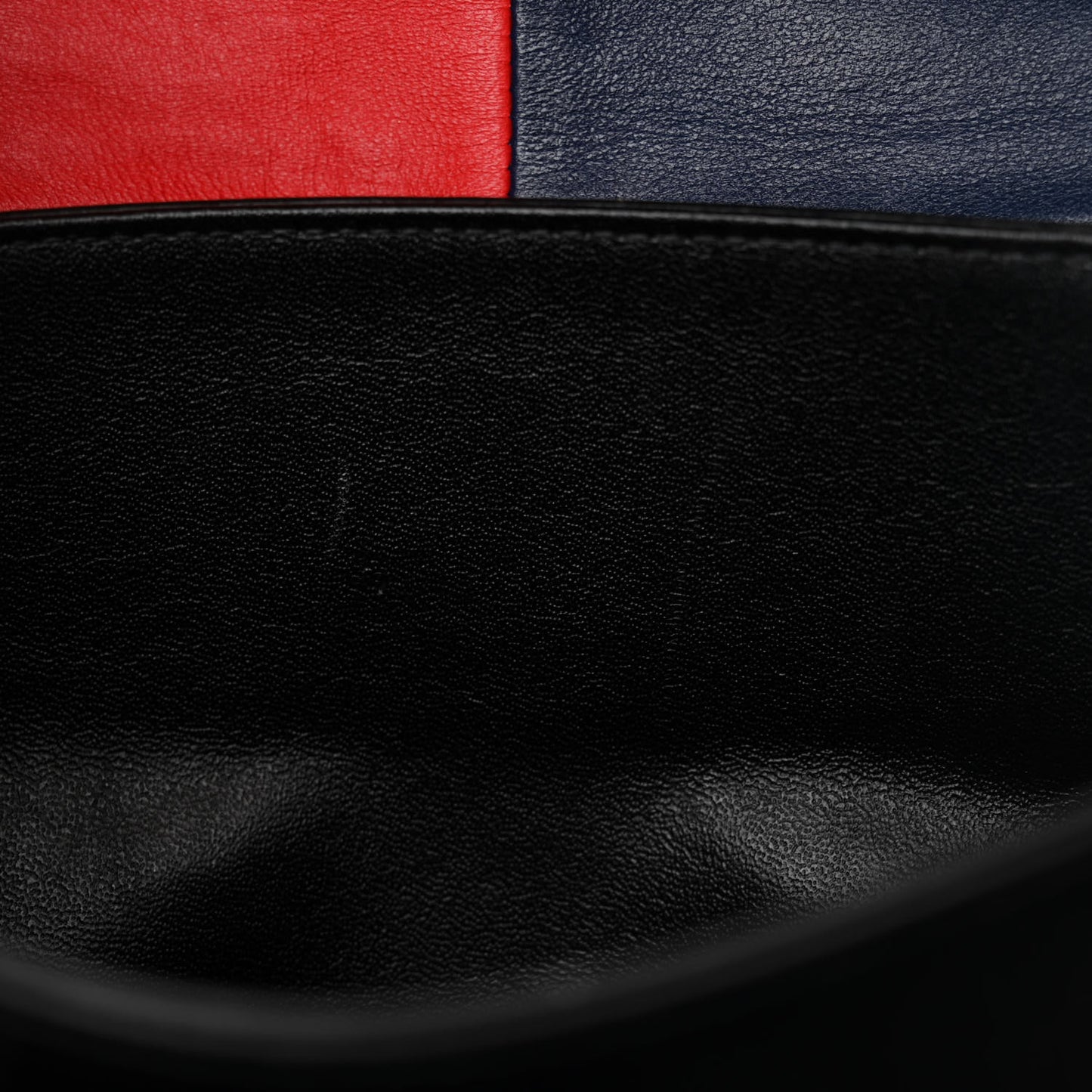 Lambskin Quilted Colorblock Pagoda Flap Black White Red Navy
