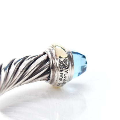 David Yurman Sterling Silver 14K Yellow Gold Blue Topaz 7mm Cable Classics Bracelet 4 of 4