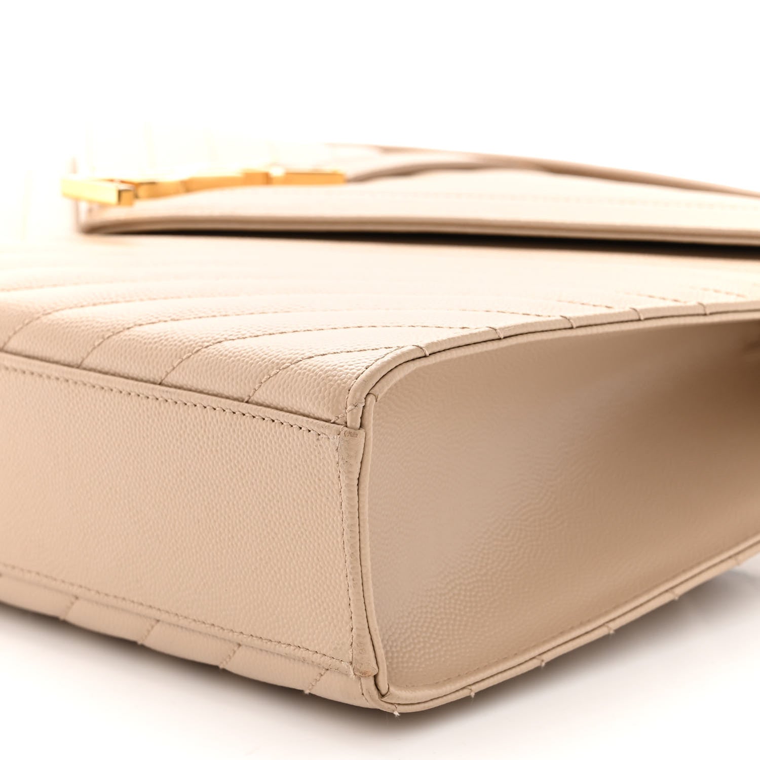 Saint Laurent Grain De Poudre Matelasse Chevron Large Monogram Satchel Dark Beige 9 of 10
