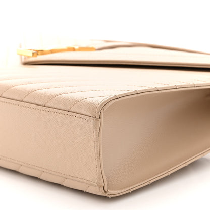 Saint Laurent Grain De Poudre Matelasse Chevron Large Monogram Satchel Dark Beige 9 of 10