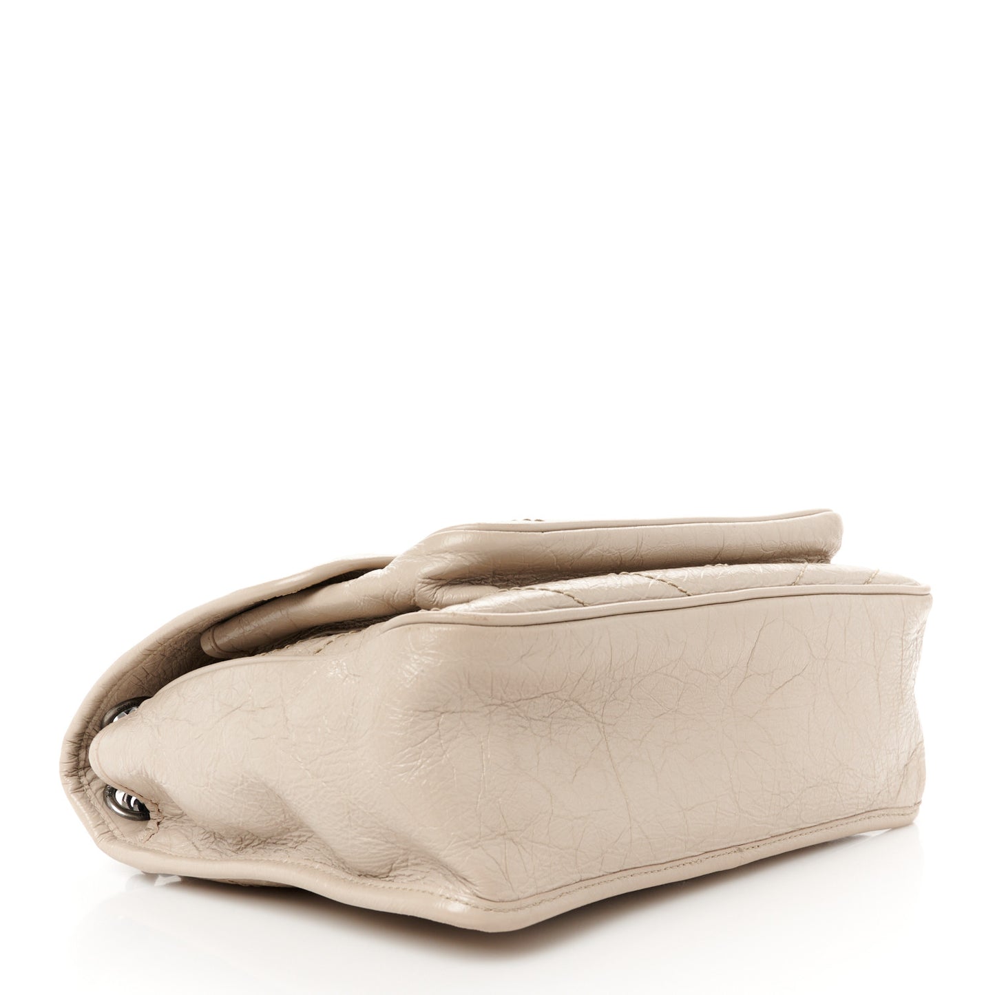 Crinkled Calfskin Matelasse Monogram Medium Niki Chain Satchel Light Taupe