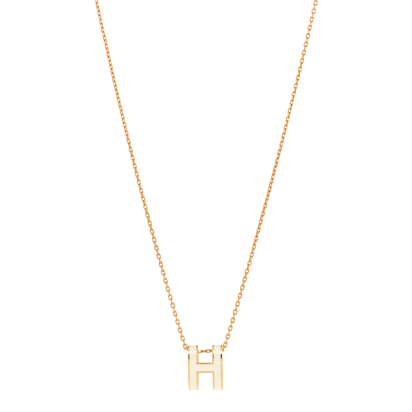 Lacquered Gold Pop H Pendant Necklace White