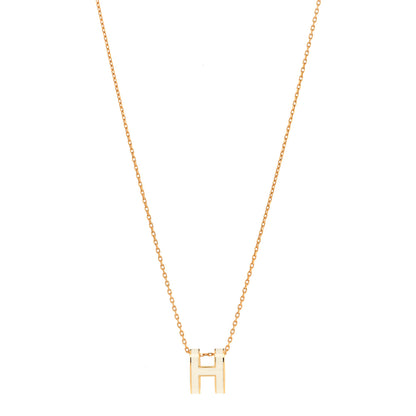 Hermes Lacquered Gold Pop H Pendant Necklace White 1 of 7