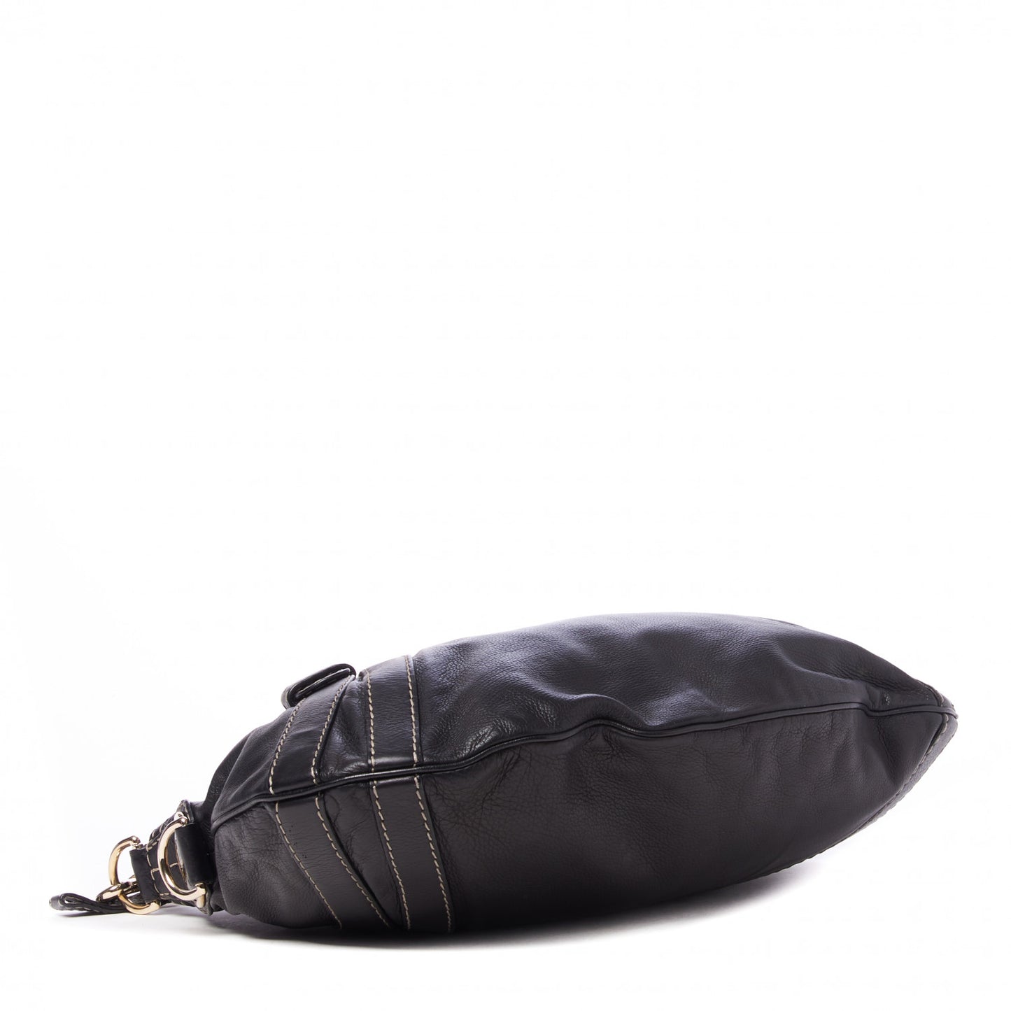 Calfskin Crest Boule Hobo Black