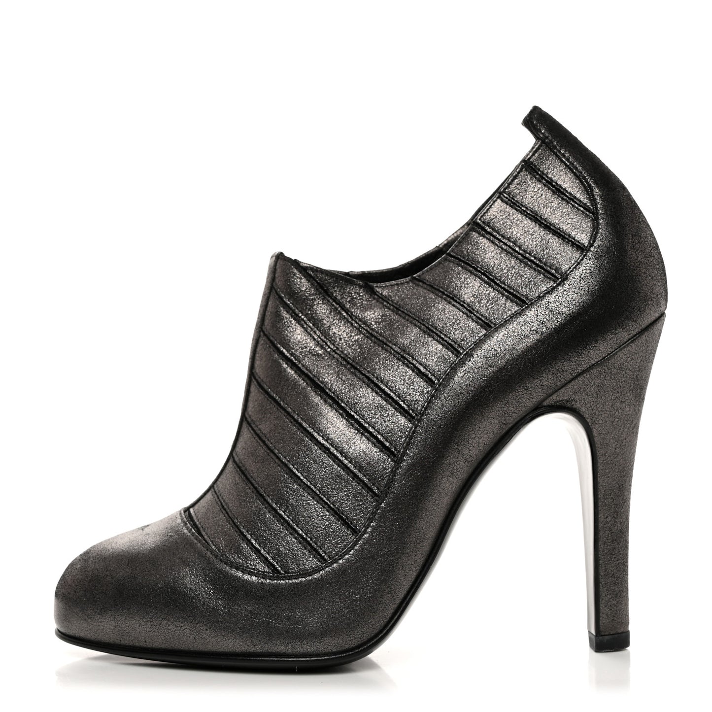 Metallic Ribbed Short Boot Pumps 37.5 Dark Grey
