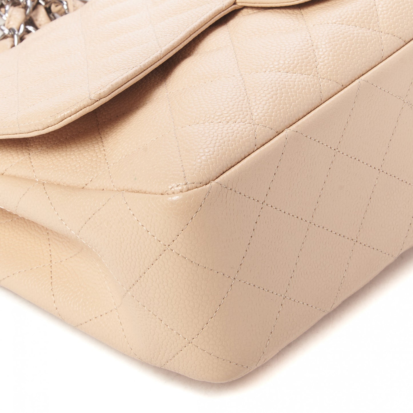 Caviar Quilted Jumbo Single Flap Beige Clair