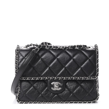 Chanel Crumpled Calfskin Medium Chain Flap Black 1 of 10