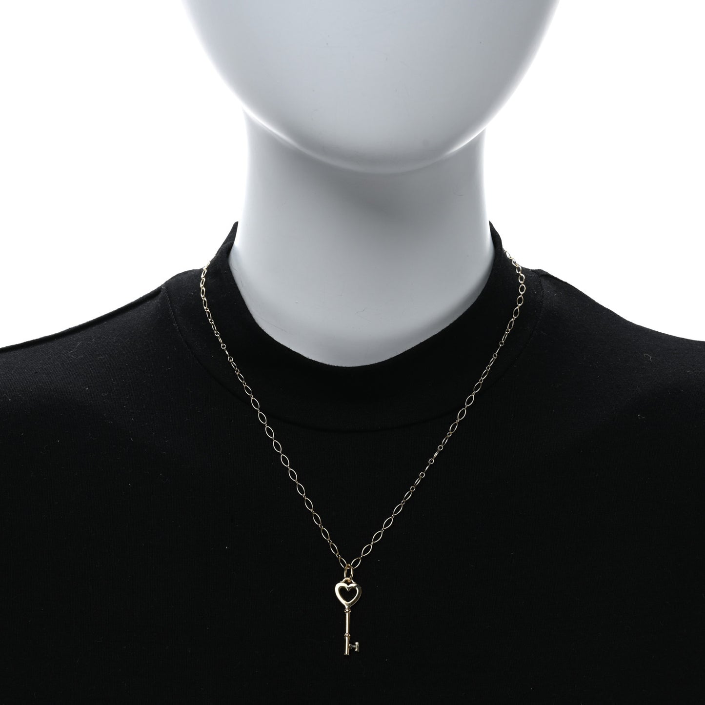 18K Yellow Gold Mini Heart Key Pendant Necklace