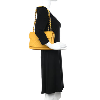 Chanel Caviar Quilted Small CC Box Top Flap Yellow 2 of 11
