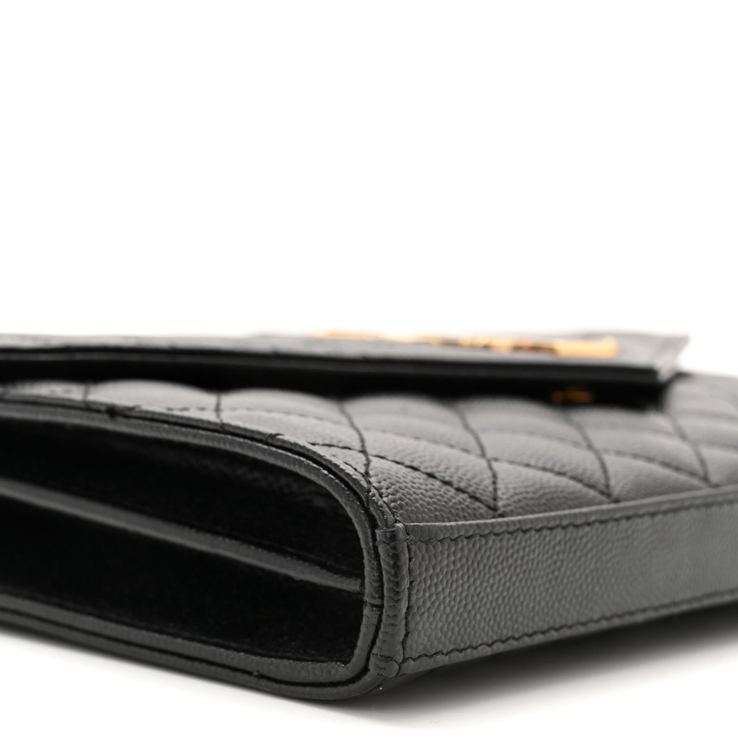 Grain De Poudre Mixed Matelasse Triquilt Monogram Chain Wallet Black