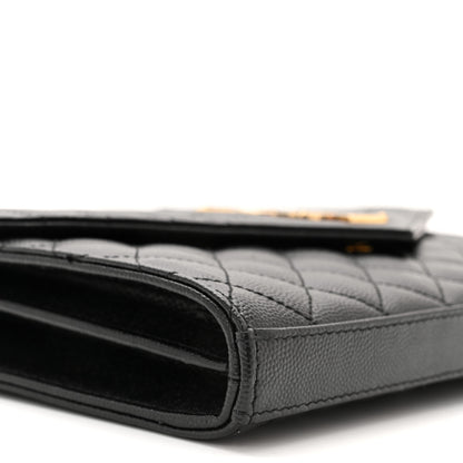 Saint Laurent Grain De Poudre Mixed Matelasse Triquilt Monogram Chain Wallet Black 8 of 10