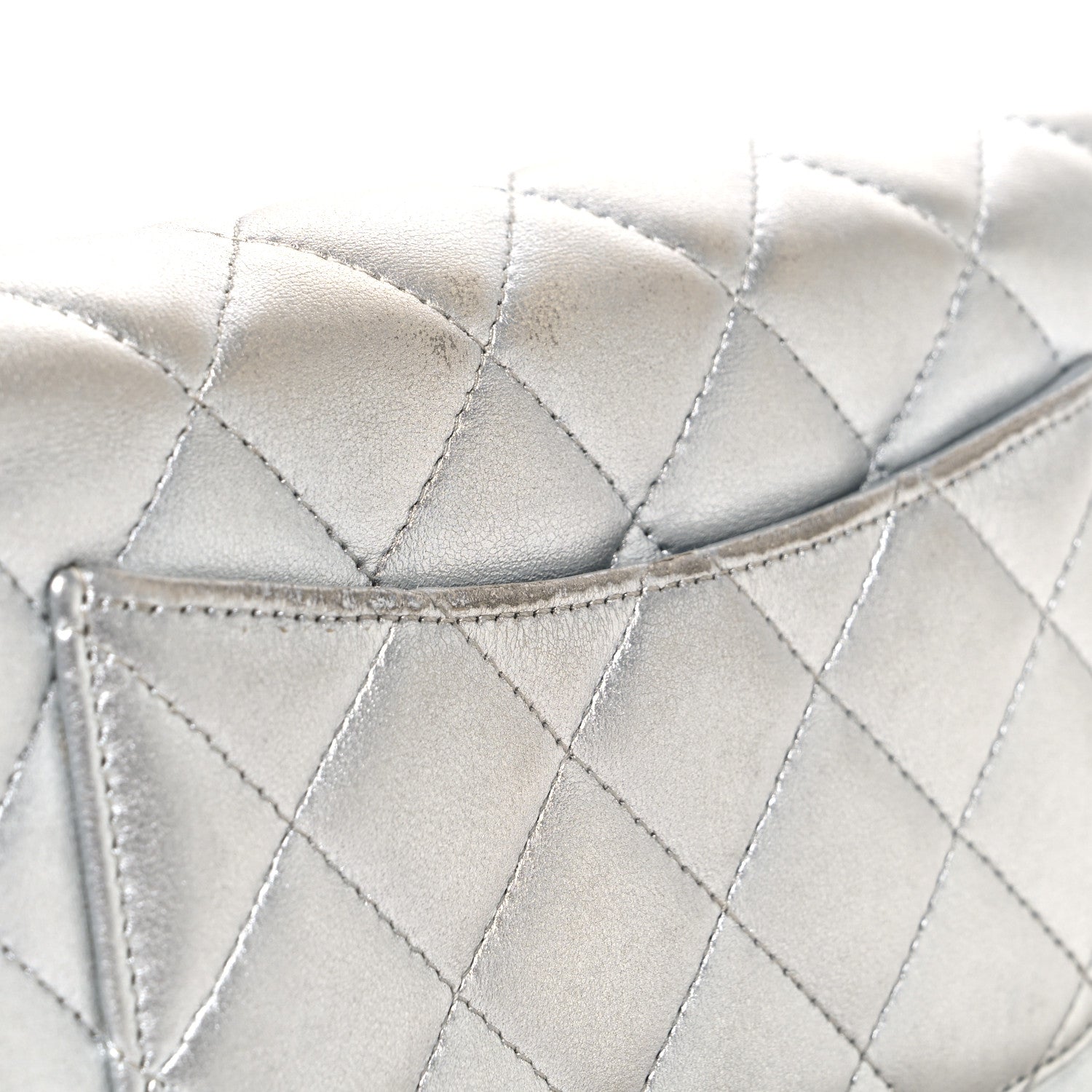 Chanel Metallic Lambskin Quilted Wallet On Chain WOC Silver 11 of 12